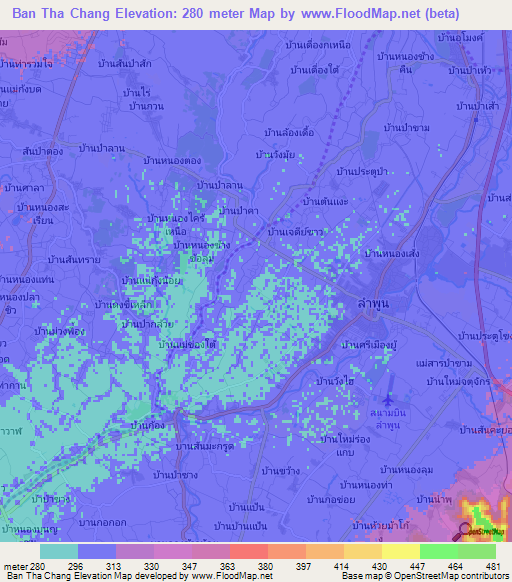 Ban Tha Chang,Thailand Elevation Map