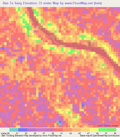 Ban Ta Sang,Thailand Elevation Map
