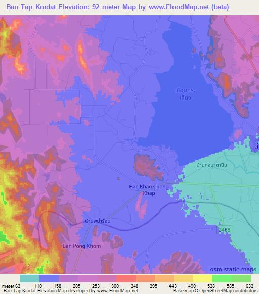 Ban Tap Kradat,Thailand Elevation Map