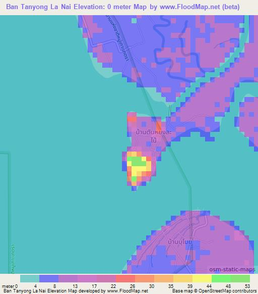 Ban Tanyong La Nai,Thailand Elevation Map
