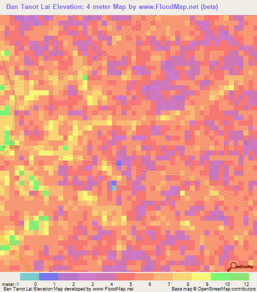 Ban Tanot Lai,Thailand Elevation Map