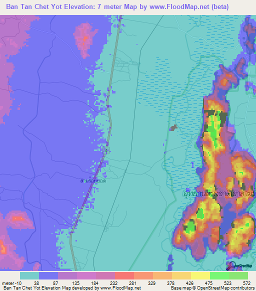 Ban Tan Chet Yot,Thailand Elevation Map