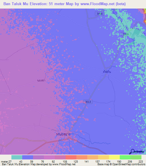 Ban Taluk Mu,Thailand Elevation Map
