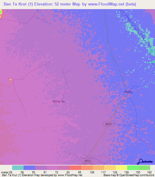 Ban Ta Krut (1),Thailand Elevation Map