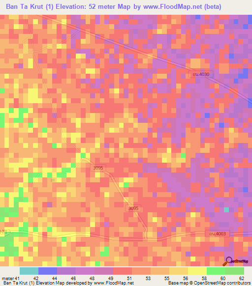 Ban Ta Krut (1),Thailand Elevation Map