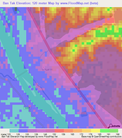 Ban Tak,Thailand Elevation Map
