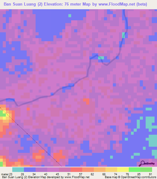 Ban Suan Luang (2),Thailand Elevation Map