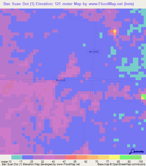 Ban Suan Dot (1),Thailand Elevation Map