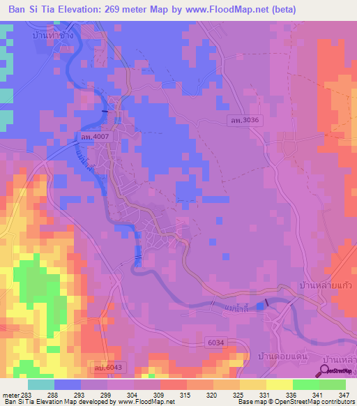 Ban Si Tia,Thailand Elevation Map