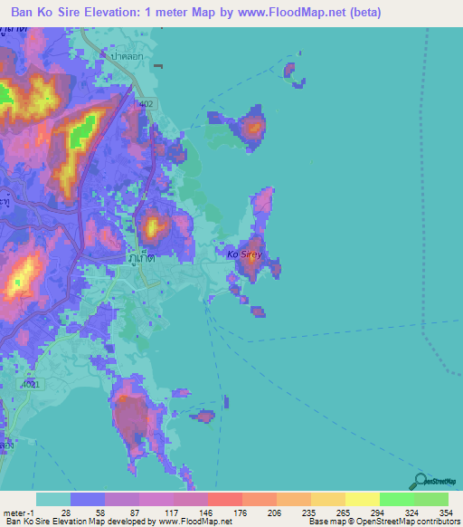Ban Ko Sire,Thailand Elevation Map