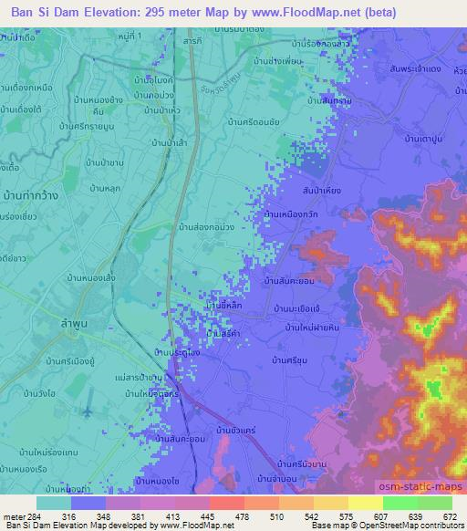 Ban Si Dam,Thailand Elevation Map