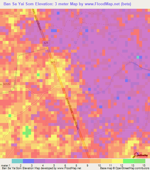 Ban Sa Yai Som,Thailand Elevation Map