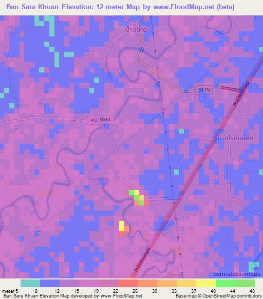 Ban Sara Khuan,Thailand Elevation Map