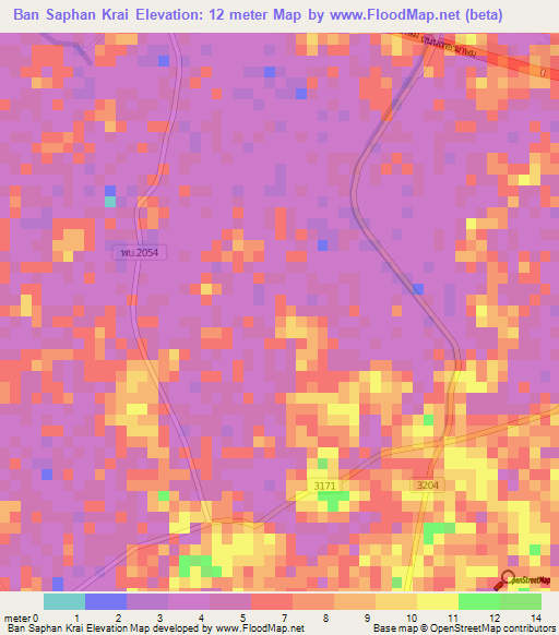 Ban Saphan Krai,Thailand Elevation Map