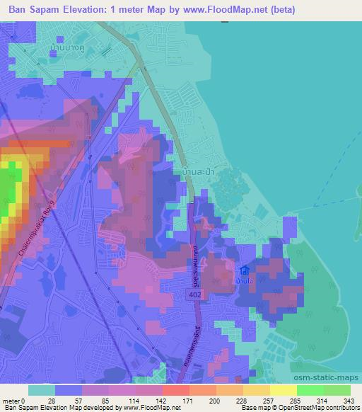 Ban Sapam,Thailand Elevation Map