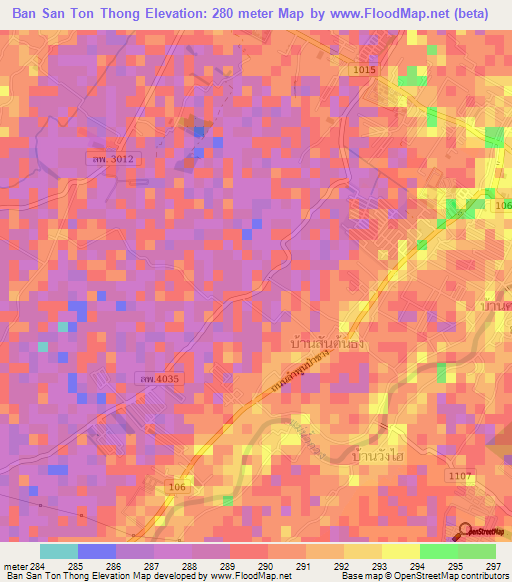 Ban San Ton Thong,Thailand Elevation Map