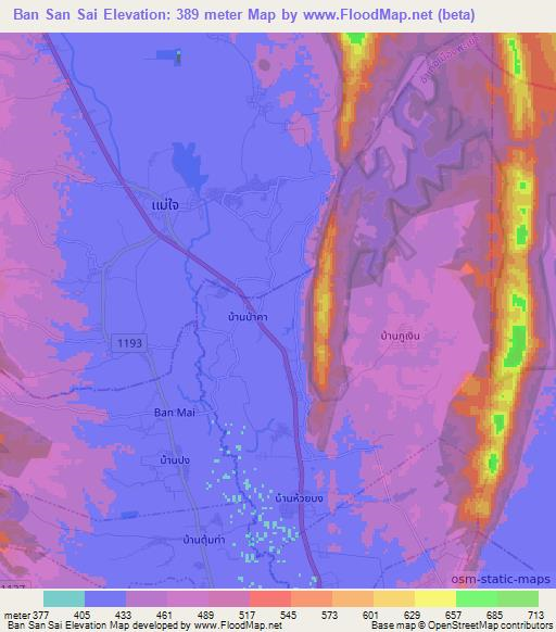 Ban San Sai,Thailand Elevation Map