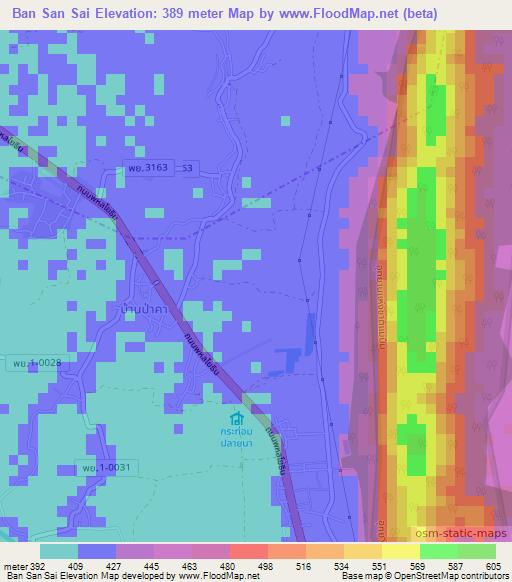 Ban San Sai,Thailand Elevation Map