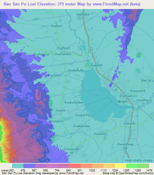 Ban San Pu Loei,Thailand Elevation Map