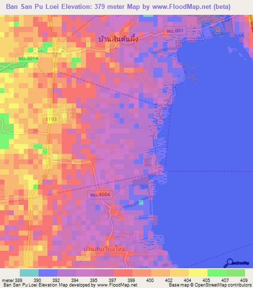 Ban San Pu Loei,Thailand Elevation Map