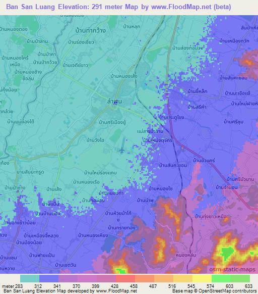 Ban San Luang,Thailand Elevation Map
