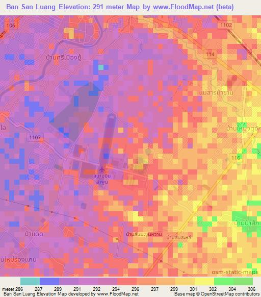 Ban San Luang,Thailand Elevation Map