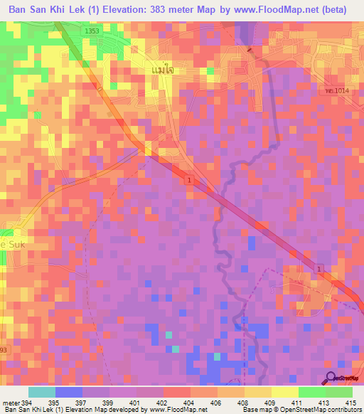 Ban San Khi Lek (1),Thailand Elevation Map