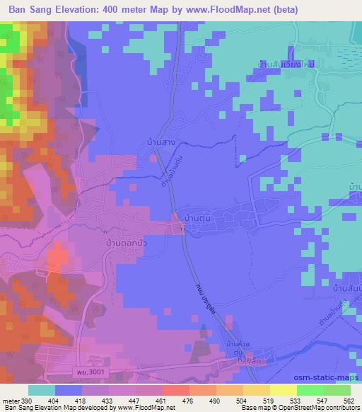 Ban Sang,Thailand Elevation Map
