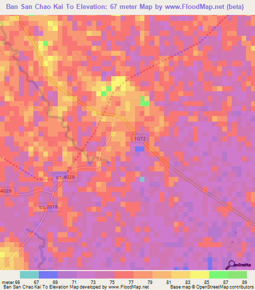 Ban San Chao Kai To,Thailand Elevation Map