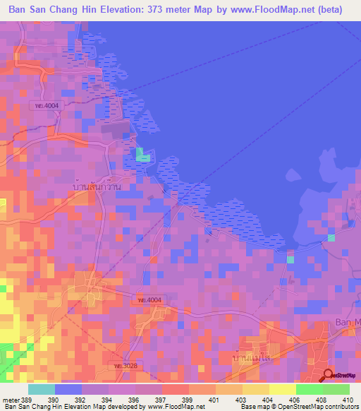 Ban San Chang Hin,Thailand Elevation Map