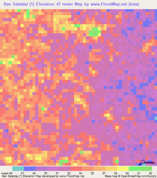 Ban Salatdai (1),Thailand Elevation Map