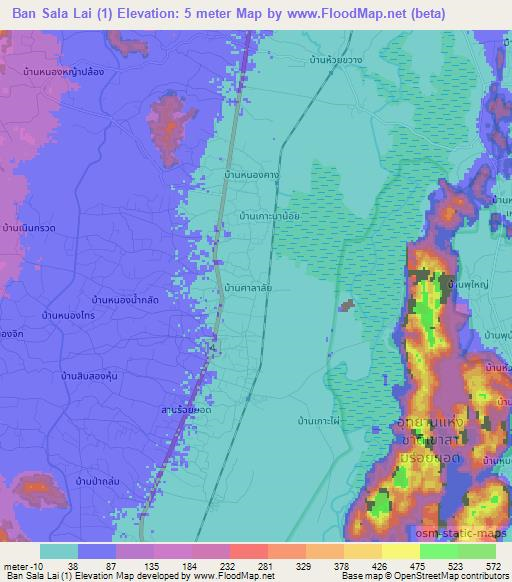 Ban Sala Lai (1),Thailand Elevation Map