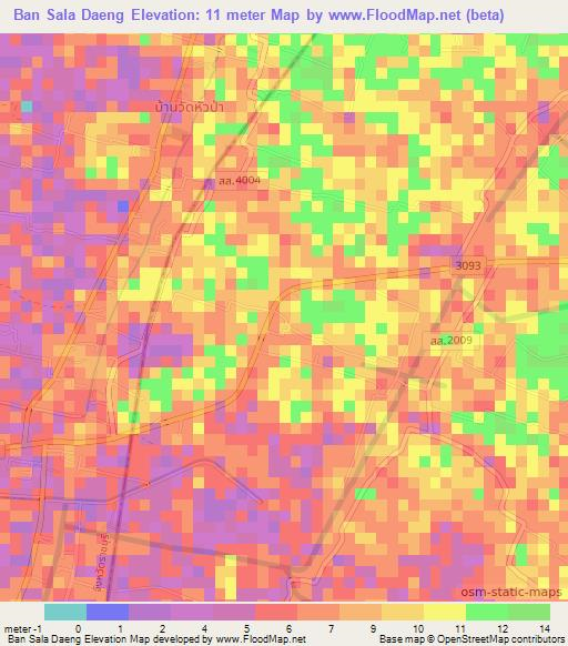 Ban Sala Daeng,Thailand Elevation Map