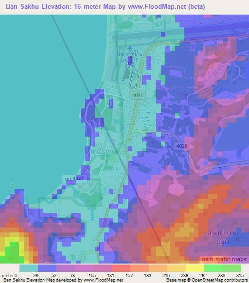 Ban Sakhu,Thailand Elevation Map