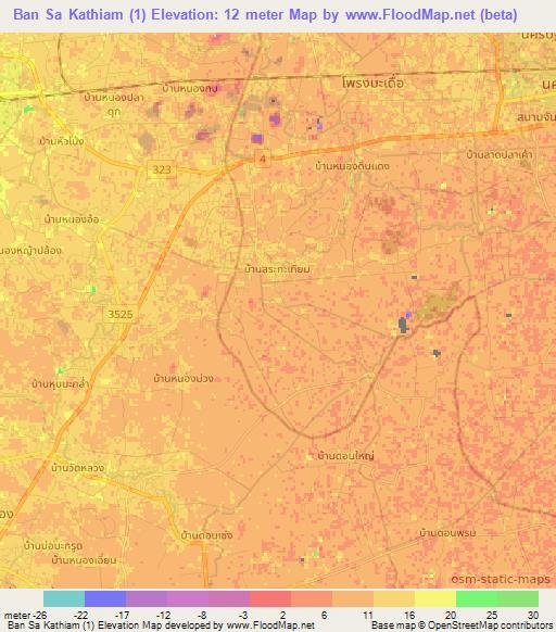 Ban Sa Kathiam (1),Thailand Elevation Map