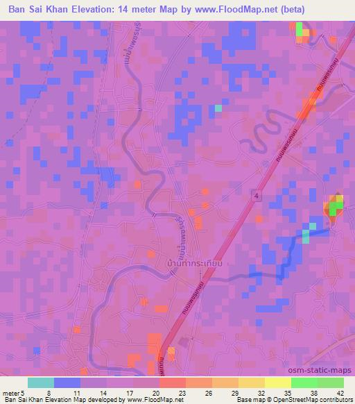 Ban Sai Khan,Thailand Elevation Map