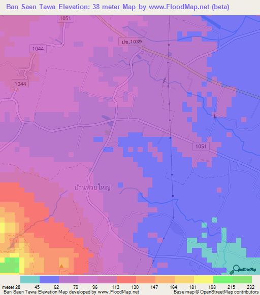 Ban Saen Tawa,Thailand Elevation Map