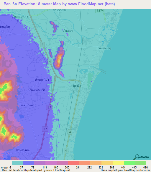 Ban Sa,Thailand Elevation Map