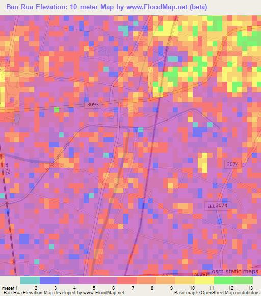 Ban Rua,Thailand Elevation Map