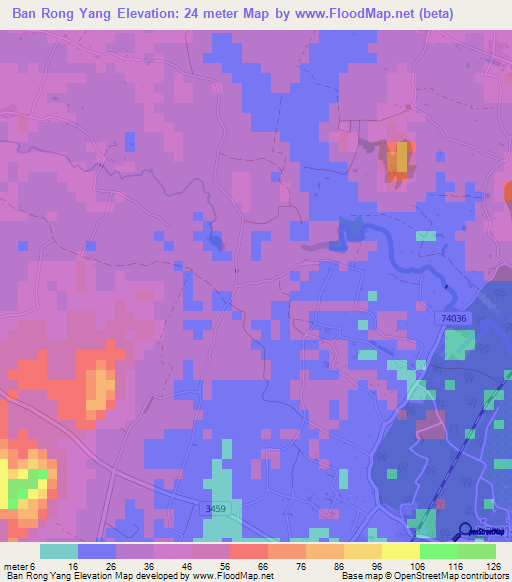 Ban Rong Yang,Thailand Elevation Map