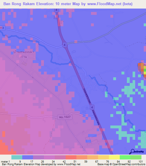 Ban Rong Rakam,Thailand Elevation Map