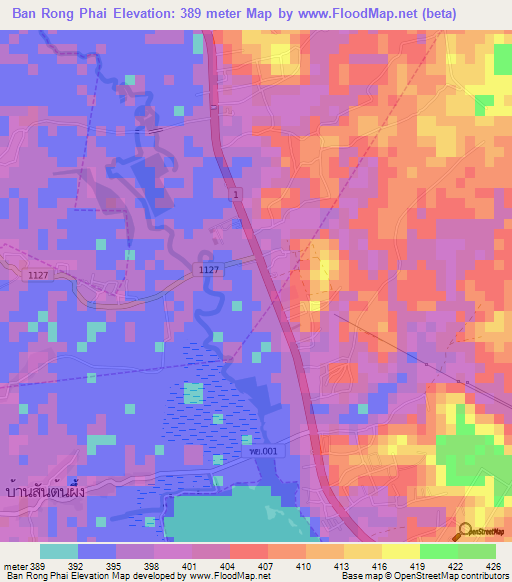 Ban Rong Phai,Thailand Elevation Map
