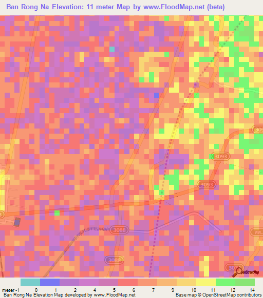 Ban Rong Na,Thailand Elevation Map