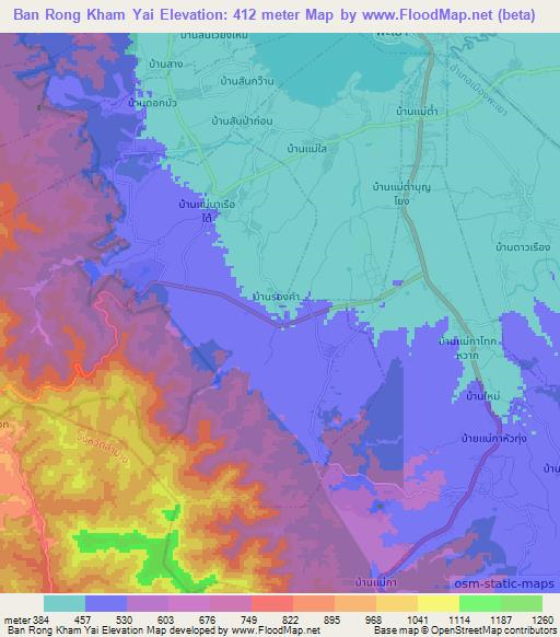 Ban Rong Kham Yai,Thailand Elevation Map