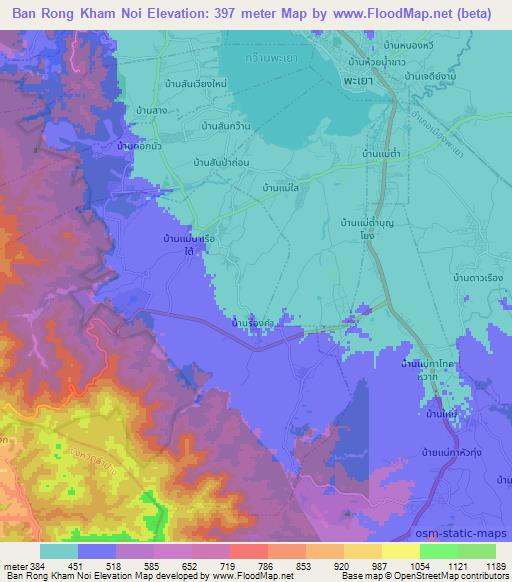 Ban Rong Kham Noi,Thailand Elevation Map