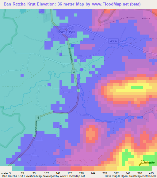 Ban Ratcha Krut,Thailand Elevation Map