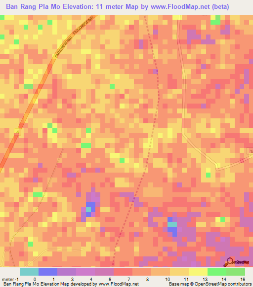 Ban Rang Pla Mo,Thailand Elevation Map