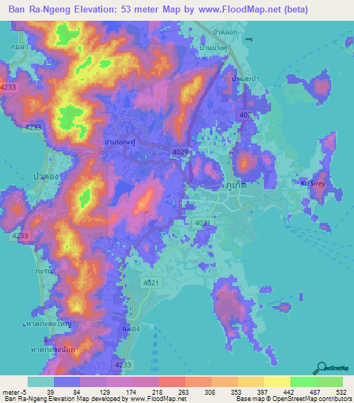 Ban Ra-Ngeng,Thailand Elevation Map