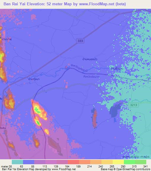 Ban Rai Yai,Thailand Elevation Map
