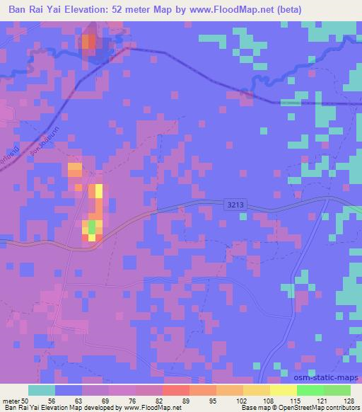 Ban Rai Yai,Thailand Elevation Map